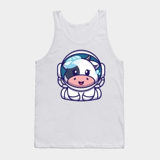 Cute baby cow wearing an astronaut suit, cartoon character Tank Top